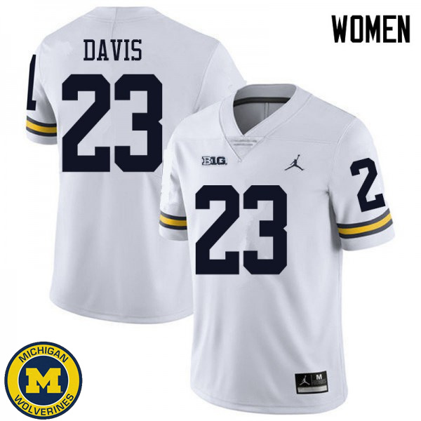 Womens Michigan Wolverines #23 Jared Davis White Jordan Brand University Jersey